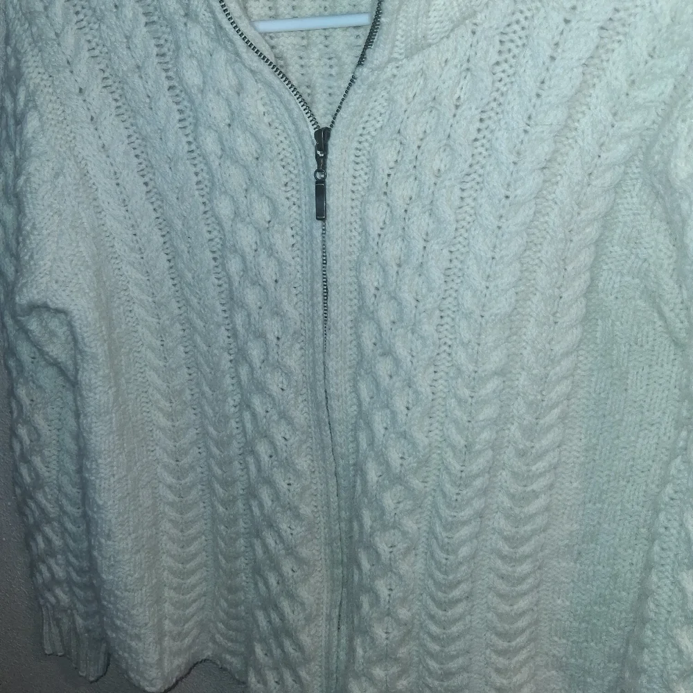 Vintage Made in Ireland Inis Crafts 100% Merino Wool Zip Cardigan Sweater M